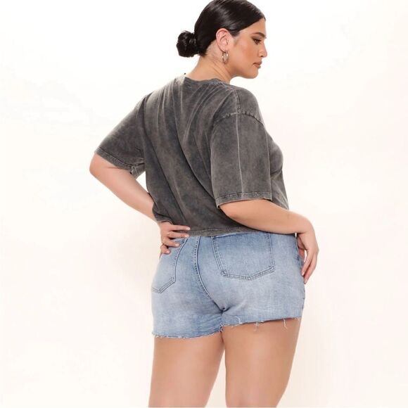 Fashion Nova Blue Ripped Boho Distressed City Queen High Waist Flip Denim Shorts - Picture 2 of 16